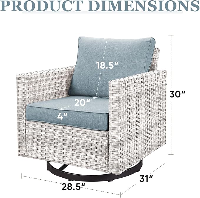 HUMMUH Patio Swivel Chairs Set of 2,PE Wicker Outdoor Rocker Chairs Bistro Set Porch Balcony Furniture with Cushions
