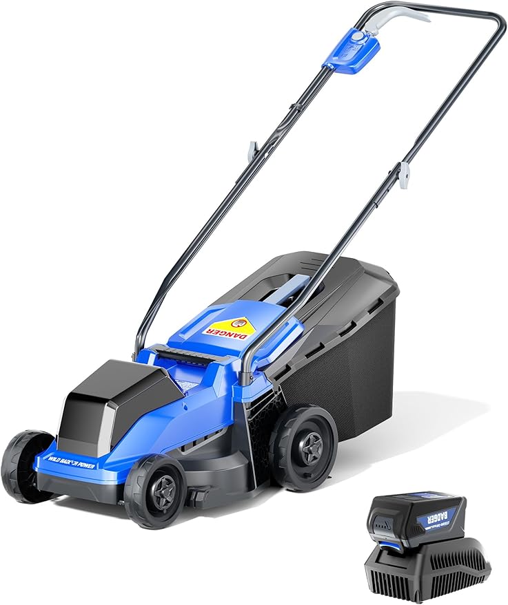 Wild Badger Power 40V 14″ Cordless Lawn Mower Brushless,2,368 sq ft/0.049 ac,1×4.0Ah Battery & Fast Charger, 5-Position Height,for Townhomes & Small Yards