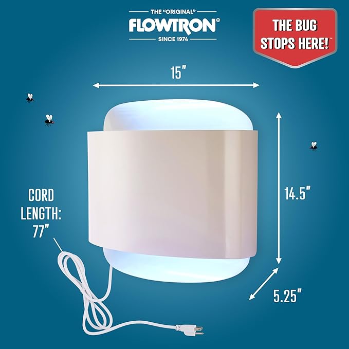 Flowtron Fly Trap Indoor Wall Sconce | Electric Insect Killer for Flies & Gnats with Dual Lure Method 80W UV Light & Pheromone Attractant | Sticky Strips, 1200 Sq Ft for House & Kitchen