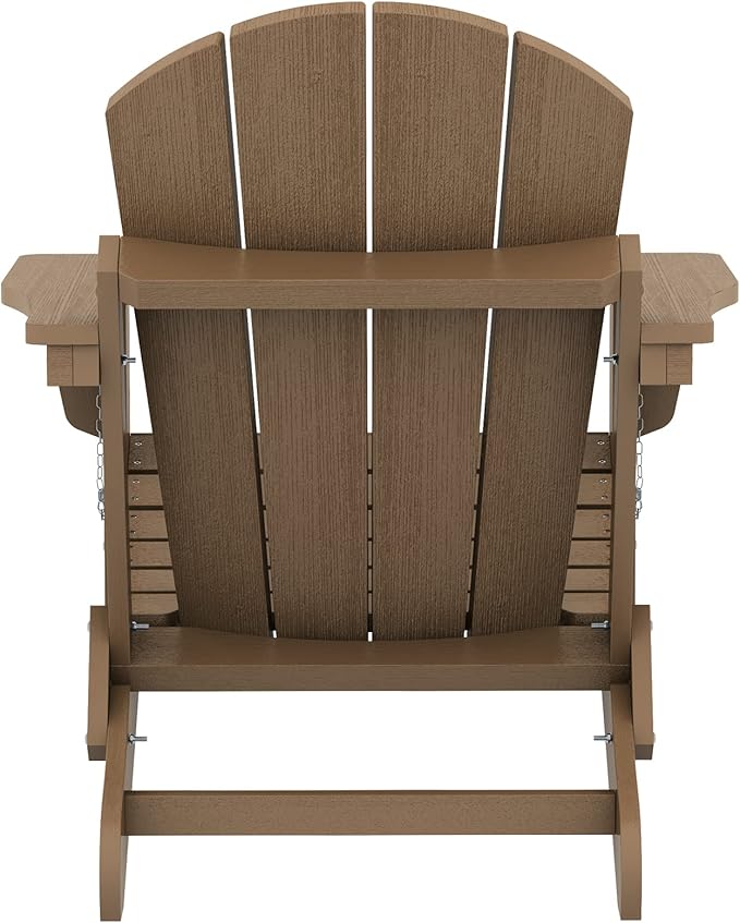 SERWALL Folding Adirondack Chair for Patio Garden Outdoors Fire Pit Chair- Brown