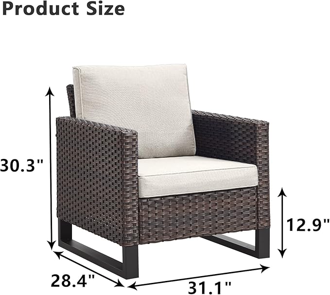 HUMMUH 5 Piece Patio Furniture Outdoor Bistro Set All-Weather Wicker Outdoor Chairs with Ottomans End Table for Patio,Porch,Garden,Backyard