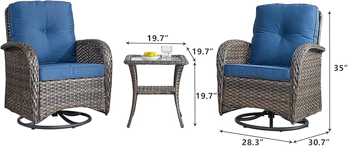 HUMMUH 7-Piece Outdoor Patio Furniture All-Weather PE Wicker Outdoor Conversation Set-Patio Couch Swivel Rocker Chairs with Ottomans Tables for Backyard,Poolside,Deck
