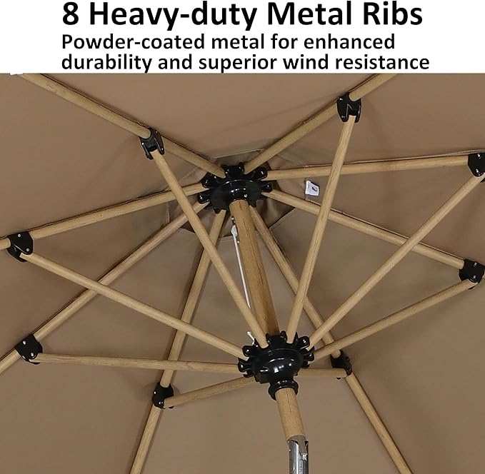 PURPLE LEAF 6.5' x 6.5' Patio Umbrella with Base Square Outdoor Table Umbrella Market Umbrella with Push Button Tilt & Crank and 8 Ribs Aluminum Outdoor Umbrella for Pool Backyard Beach, Taupe