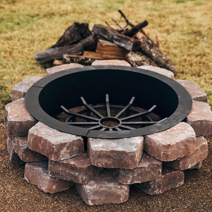 Titan Great Outdoor 38in Dia Steel Fire Pit Liner, 1mm Thick DIY Above or In-Ground Outdoor Fire Pit, 4 Panel Steel Ring