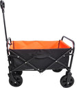 Collapsible Folding Wagon Garden Shopping Beach Cart,Heavy Duty Utility Buggy with Big Wheels,Adjustable Handle and Cup Holder,for Sand,Camping,Outdoor,30.31",Yellow+Black