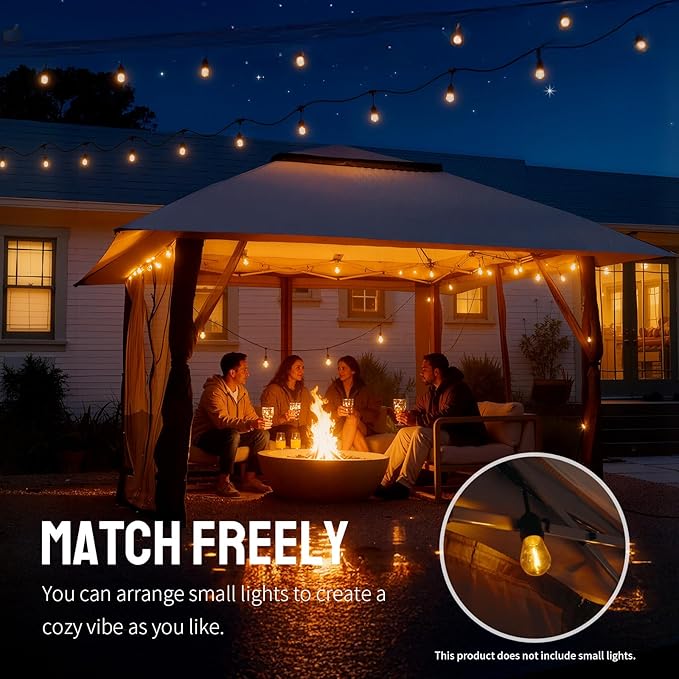 CROWN SHADES 13x13 Pop Up Gazebo, Canopy Tent, Gazebos on Clearance - Outdoor Gazebo for Backyard & Patio Furniture - Carpa Pop Up Tent with Wheeled STO-N-Go Cover Bag (White)