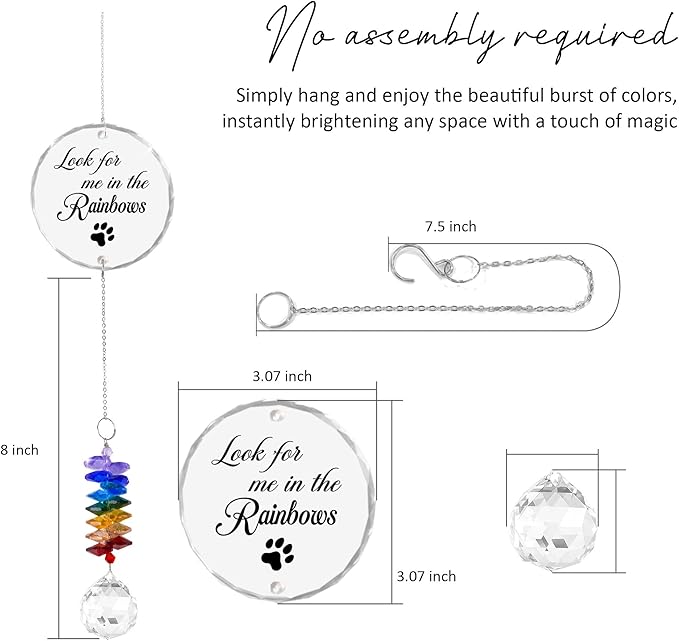 GIFTELIX Pet Memorial Suncatcher - Pet Memorial Gift - Dog Cat Loss Sympathy Gift - Rainbow Crystal Prism - Bereavement Keepsake - Daily Remembrance - Suncatcher Ornament