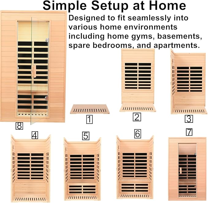 2 Person Infrared Sauna with Wood Backrest, 1500Watt Low EMF Far Infrared Sauna for Home Spa, Hemlock Indoor Personal Sauna with Blue-Tooth Speaker, 2 Reading Lights,1500W/120V/15A