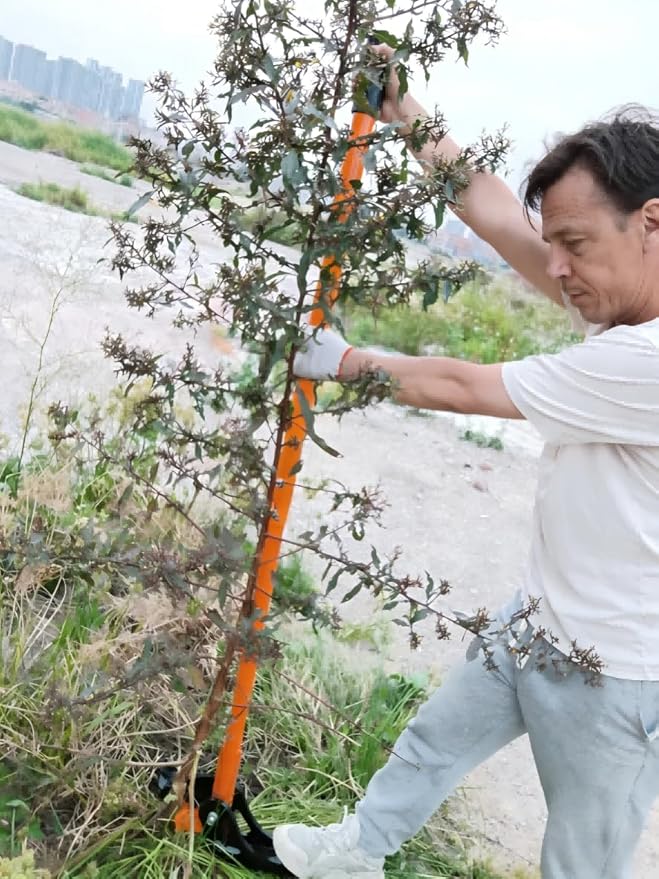 FreeAgain Large Invasive Plant Remover - Tank-Like Heavy-Duty Design with Dual Support Plates, Unbreakable Jaw & Thickest Steel Pipe, Removes Stems ¼ Inch - 2 Inches (0.5cm - 5cm)