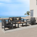Oasbira Aluminum Outdoor Patio Furniture Set, 4 Piece Oversized Patio Conversation Sets Widened Armrest & Ultra-Thick Cushions, Heavy Duty Modern Sectional Furniture for Backyard, Porch, Graphite