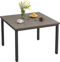 VICLLAX Outdoor Patio Dining Table for 4, Metal Square Patio Table with Umbrella Hole for Backyard Porch, Grey 40.2"