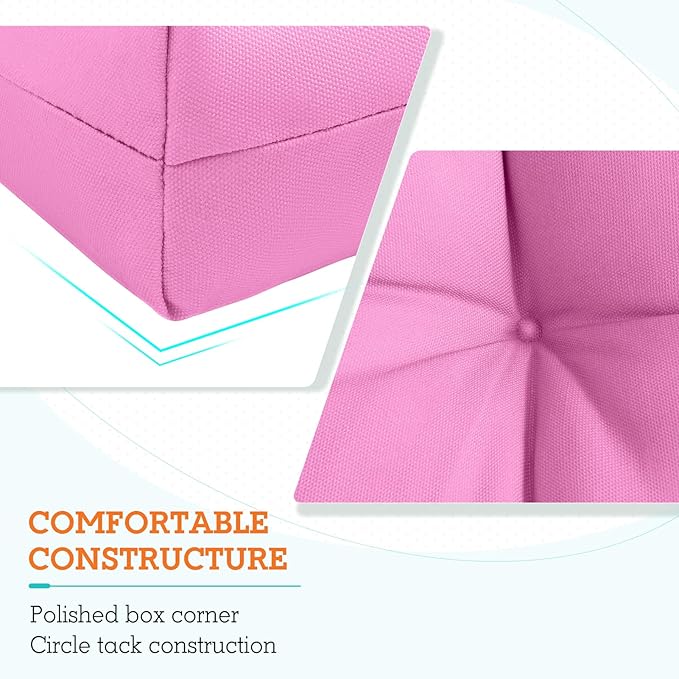 EAGLE PEAK Tufted Outdoor/Indoor High Back Patio Chair Cushions, Set of 2, 46'' x 22'', Pink
