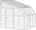 Palram Canopia Rion Sun Room 8 Ft. x 8 Ft. Solarium, Lean-to Greenhouse DIY Kit, Attach to House, Large Twin Wall Polycarbonate, 100% UV Protection for Porch, Patio Outdoors with Window Vent (White)