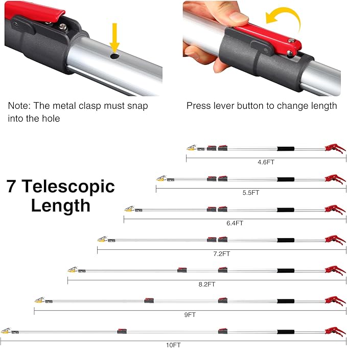 Lineslife Extendable Tree Pruner,Pole Pruner Pruning Shear, Telescopic Long Handle Tree Trimmer with Cut & Hold Bypass Clippers, Lightweight Adjustable Fruit Picker for Tree Branch Cutter