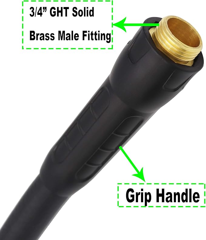 Hybrid Lead In Garden Hose 5/8 IN. x 6 FT, Heavy Duty, Lightweight, Flexible with Rotatable Grip Handle and Solid Brass Fittings