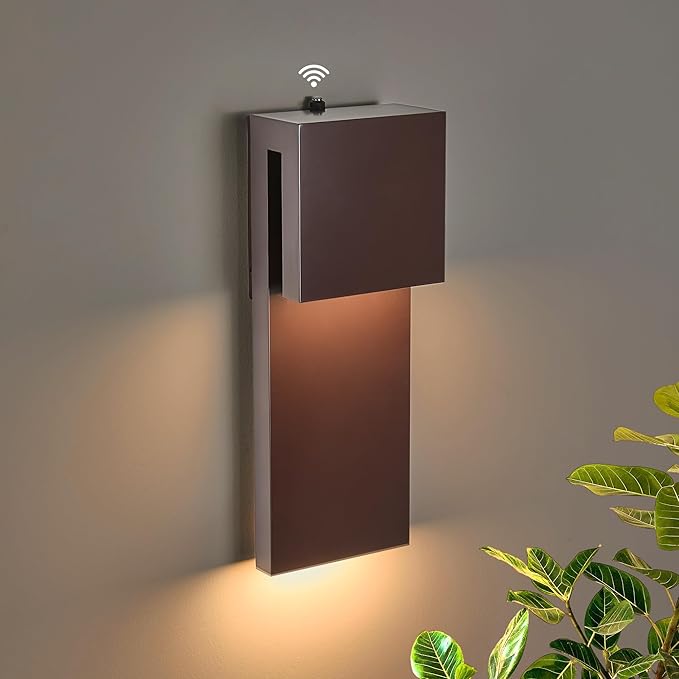 15IN Outdoor Wall Sconce Fixture,Dusk to Dawn Patio Lights,Waterproof Exterior Lamp,Modern Wall Mounted with 17W 3000K LED, Bronze Finish,Outside Lights for House Front Door Entryway
