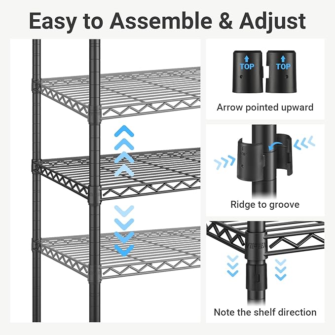 VIPEK X3 Expandable Heavy Duty Clothes Rack Adjustable from 5'2" to 8' with Adjustable Shelves and Hanger Rods, Large Freestanding Clothing Racks Reach-in & Walk-in Closet, Max Load 1210LBS, Black