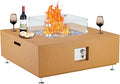 36 Inch Propane Fire Pit Table, Outdoor Gas Fire Pit for Patio with 50,000 BTU, Large Rectangular Fire Table Coffee Dining Bar Table, Firepit for Outside Deck Backyard,Yellow
