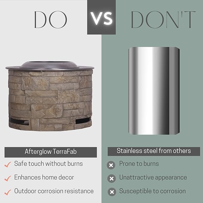 Afterglow Bonfire 20.5 Inch Smokeless Fire Pit with Removable Ash Pan - Portable Outdoor Fire Pit - Stainless Steel - Wood Burning Lightweight Fireplace, Ideal for 4-6 People