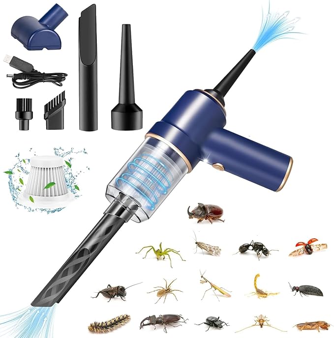 Bug Vacuum Catcher - Spider and Insect Catcher Traps,Cordless Handheld Vacuum Cleaner Rechargeable Bug Catcher Strong Suction with Suction Nozzle for Bedbug Cockroach Beetle Ant