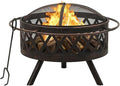 Zateety Fire Pit with Mesh Cover & Poker - 29.9" Fire Pits for Outside Wood Burning, Strong Thermal Conductivity Steel Firepit, Portable Patio Outdoor Warming Fireplace for Backyard & Gardern