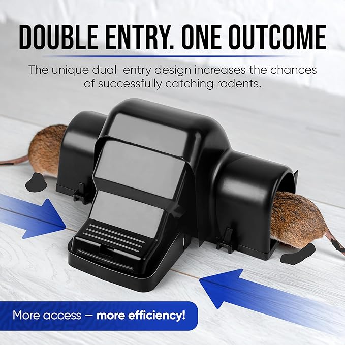 Rat & Chipmunk Tunnel Traps – Humane Reusable Rodent Catcher for Indoor & Outdoor Use, Safe No-Touch Rat Trap, No-Mess Mouse Catcher, Pet & Child Friendly, Quick Setup & Easy Clean
