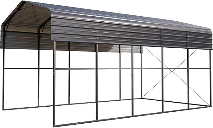 MFSTUDIO RV Carport 14x25 ft, Outdoor Heavy Duty Carports, Height 13 ft for Large RVs Metal Shed Canopy Shelters Garage Shelter Shade Car Ports with Galvanized Roof for Cars, Truck and Boats ﻿