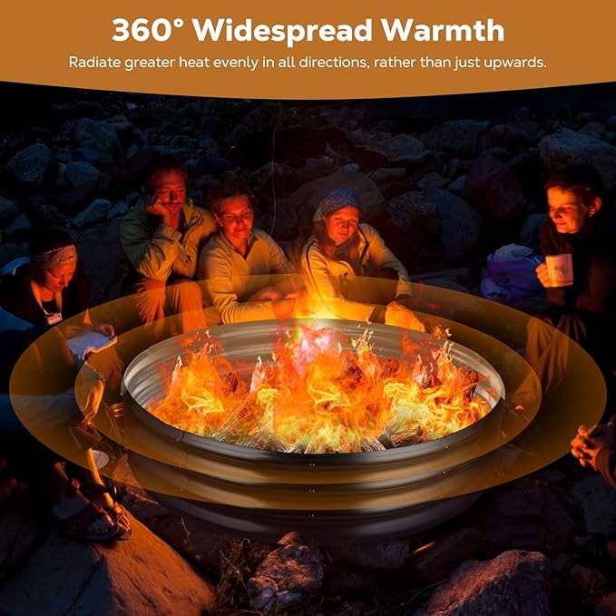 48 Inch Round Galvanized Fire Pit Ring, Round Galvanized Fire Ring, 4 Feet Diameter Round fire Pit, Outdoor fire Pit for Backyard, Camping, Bonfire, Black