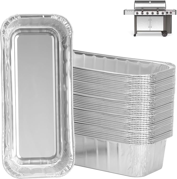 WEBROIL 40 Packs 6498 6417 Grease Catcher Pans for Weber Genesis II 400& 600, Aluminum Foil Tray Liners for Weber 28''/36" Gas Griddle, for Weber 400/600 Summit Series Smokefire Ex6 EpX6 Ex4 Gas Grill