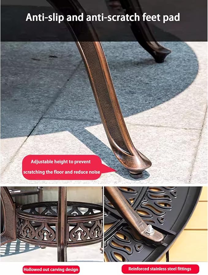 FAPOLITE Outdoor Table Cast Aluminum Round Patio Table with Umbrella Hole All Weather Outdoor Dining Table for Lawn Garden Backyard (90cm Woven Round Table)