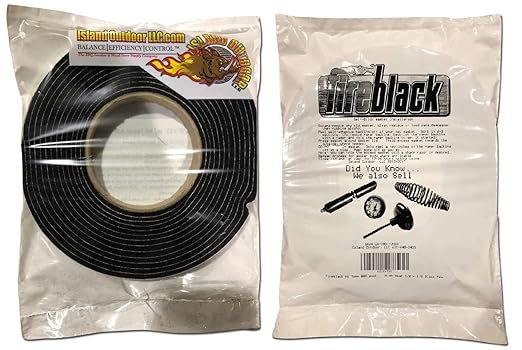Fireblack® Hi Temp BBQ Smoker Gasket Self Stick 15 ft High Heat 1/2 x 1/8 Black