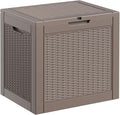 31 Gallon Deck Box Large Outdoor Storage for Patio Furniture,Outdoor Cushions,Garden Tools and Pool Supplies,Waterproof,Resin,Lockable(Grey)