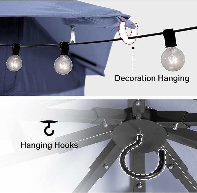LAUSAINT HOME Outdoor Patio Gazebo 8'x8' with Expansion Bolts, Heavy Duty Party Tent & Shelter with Double Roofs, Mosquito Nettings and Privacy Screens for Backyard (Navy Blue)