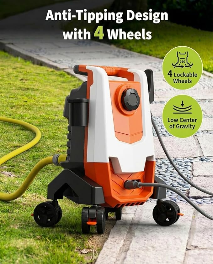 Pressure Washer, Power Washer with Foam Cannon,4 Quick Connect Nozzles, 23FT Hose High Pressure Washer for Cars, Fences, Patios, and Driveway