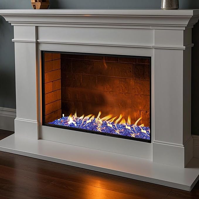 Skyflame High Luster 10-Pound Regular Fire Glass for Fire Pit Fireplace Garden Landscaping Cobalt Blue 1/4" Size