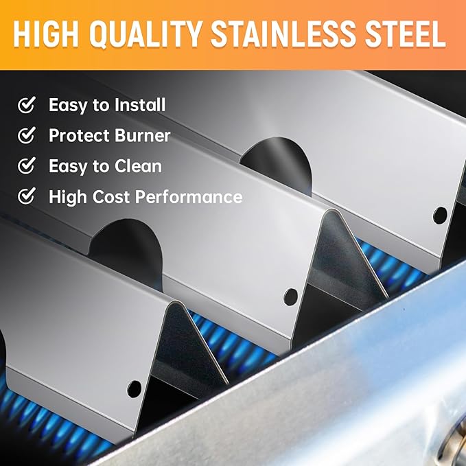 RuiTEERS Grill Flavorizer Bars Heat Deflectors BBQ Gas Grill Replacement Parts for Weber Genesis II E-410, S-410, LX E-440, S-440, Weber 66041, 66033, 66796, 17" Stainless Steel Grill Heat Plate