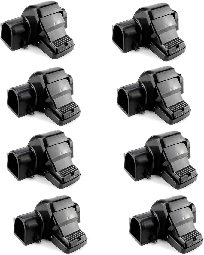 eXuby Pet-Safe & Child-Safe Rat Traps w/Tunnel Design – Dual Entry for Better Capture Rate - No Harmful Poison - Prevents Accidental Triggering - Avoid Finger Snapping - Setup in Seconds. (8 Pack)