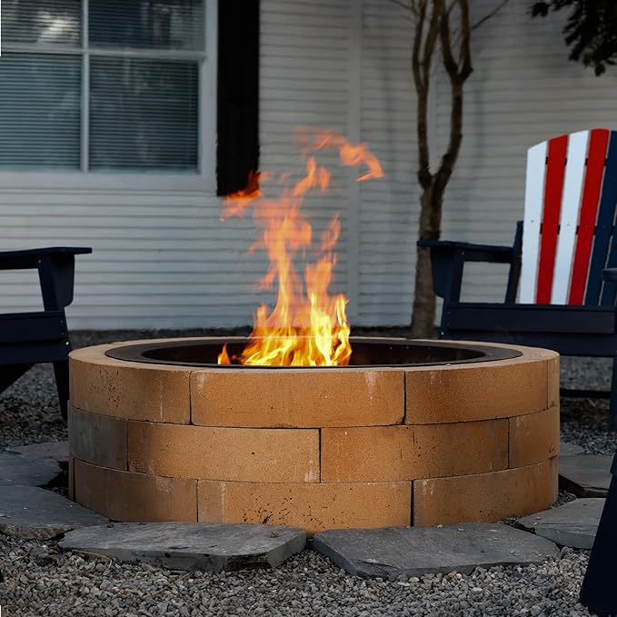 36 Inch Outer/30 Inch Inner Fire Pit Ring, Dual-Layer Design Smokeless Firepit Liner for Backyard, Beach & Camping