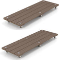 mondaria 2 Pack Plant Caddy with Wheels, 15.7" Wood Plastic Composite Plant Stand, Heavy Duty Square Plant Dolly with Metal 360° Lockable Caster Wheels for Large Plant Pots, Flower Pot ,Dark Brown