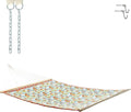 Castaway Living Large Floral Print Quilted Polyester Hammock – 12 ft. x 55 in., 350 lb Capacity, Free Extension Chains & Tree Hooks – Perfect for Garden, Patio & Outdoor Lounging
