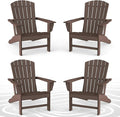 BRIOPAWS Adirondack-Chairs-Set of 4 | Brownwood Grain |Fire Pit Chair | Oversized | HDPE Plastic | Weather Resistant | for Deck Outdoor Poolside Campfire