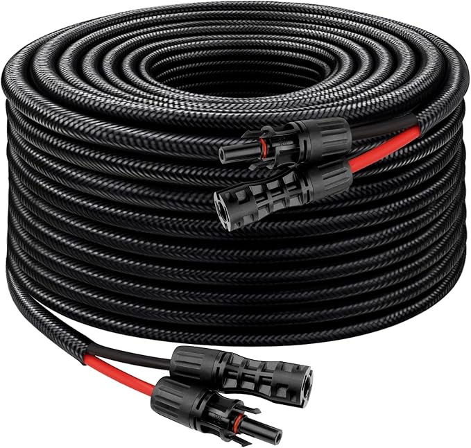 XRDS -RF Solar Cable 40FT, 8AWG Solar Extension Cable with Male & Female Solar Connectors, Flame-Retardant Protective Sleeving Solar Panel Cable, Weatherproof PV Wire for Solar Panel Connection