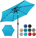 Blissun 7.5 ft Solar Umbrella, 18 LED Lighted Patio Umbrella, Table Market Umbrella