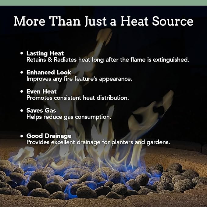 Black Lava Rocks for Fire Pit - 2 to 3 inch - 10 lbs - Gas Fireplace Rocks - Decorative Lava Stone for Indoor & Outdoor Gas Fireplace