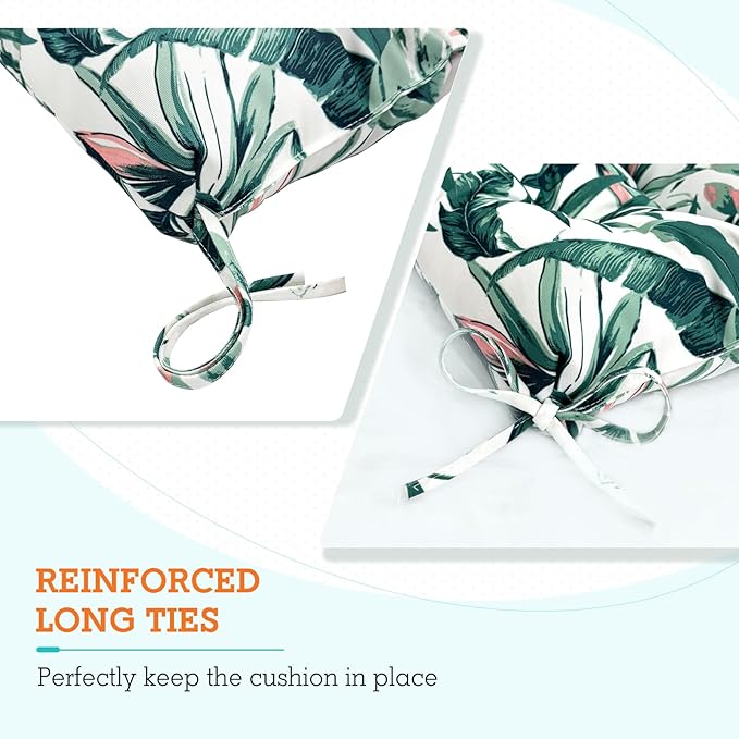 EAGLE PEAK Tufted Outdoor/Indoor High Back Patio Chair Cushions, Set of 2, 46'' x 22'', Tropic Green