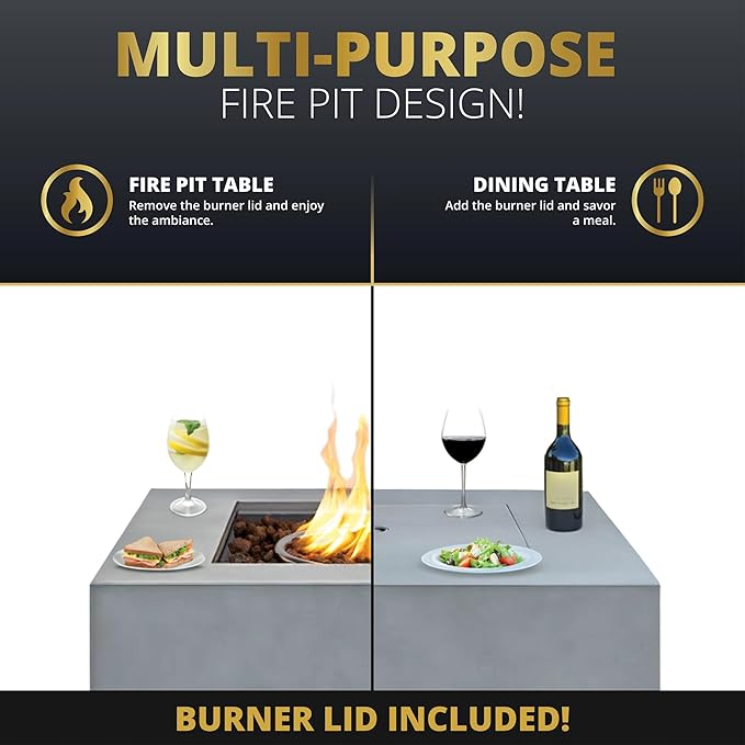 Mazatzal 4 Piece Outdoor Patio Furniture Set with 32 Inch Square Propane Fire Pit, Wicker Rattan Outdoor Loveseat and Stationary Chairs, Aluminum Frame, Includes Fire Glass & Wind Guard