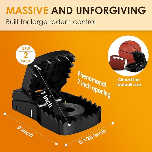 2 Pack Unstoppable Extra Large Squirrel Rat Traps Outdoor, Escape Proof Squirrel Traps That Kill Instantly, Simple, Reliable and Reusable