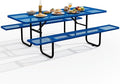 Rueekfil 72" Coated Picnic Table with Umbrella Hole, Heavy Duty Commercial Picnic Table for Outdoors, Family & Party Ready for School Camping, Rectangular, Blue