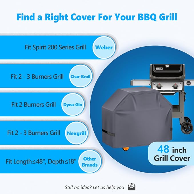 HomWanna Grill Cover 48 Inch - Superior BBQ Cover for Weber Spirit 2 Gas Grill - 600D Outdoor Barbecue Cover Heavy Duty Waterproof for Weber Spirit II 200 Series, Spirit 200 and Spirit II E210 Grill
