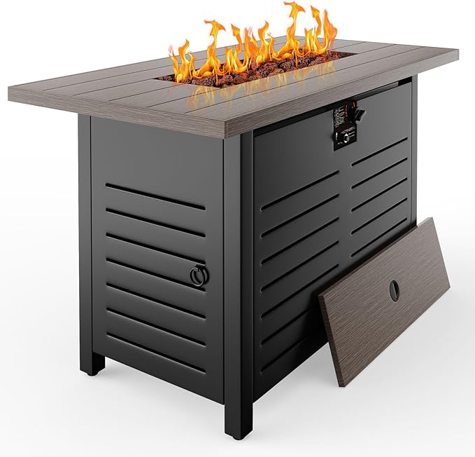42'' Propane Fire Pit Table – 50,000 BTU Outdoor Gas Fire Pit for Patio, Deck, and Garden, CSA Certified Multipurpose Fire Table with Cover and Lava Rock